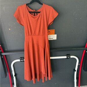 Joyfolie Orange Pleated Flutter Sleeve Sundress